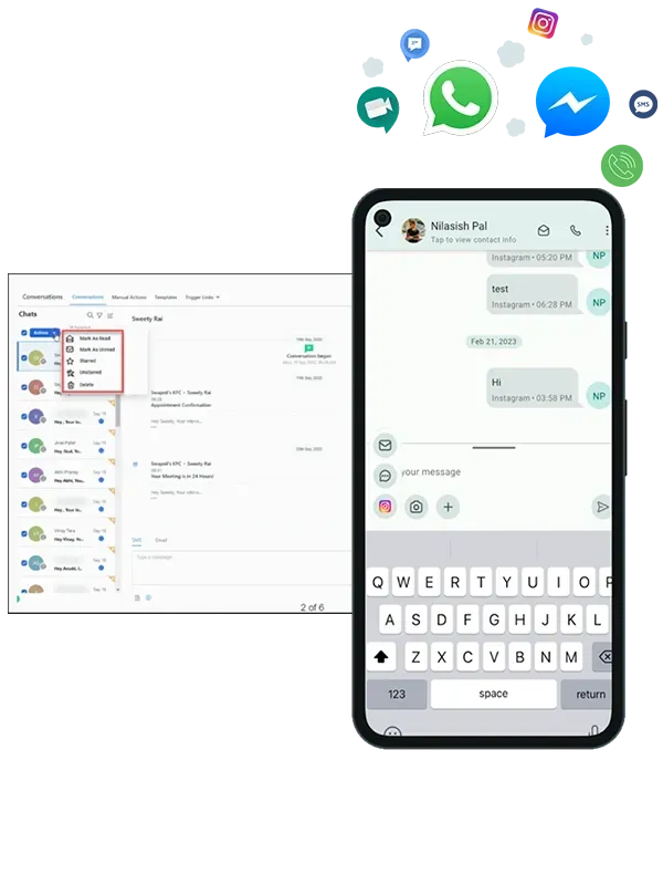 A cell phone with a keyboard and a messenger app on it.
