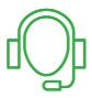 A line drawing of a headset with a microphone attached to it.
