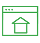 A green icon of a browser window with a house on it.