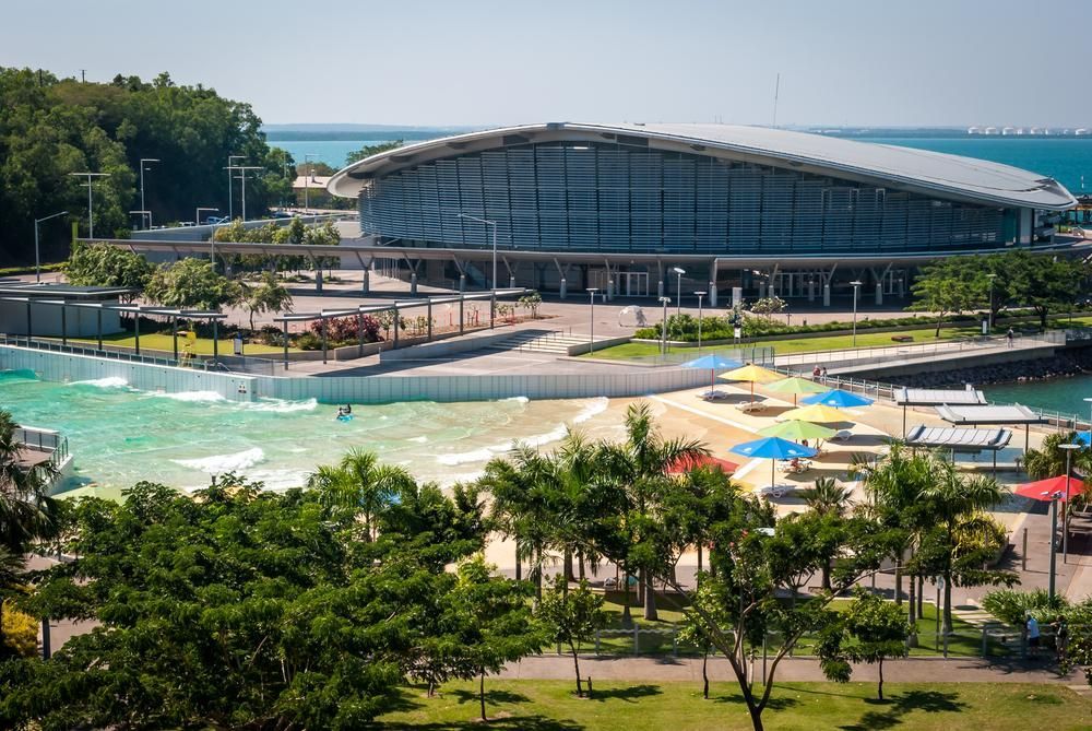 An Aerial View Of A Beach With A Large Building In The Background — Chris's Automotive & Marine Electrics In Darwin, NT