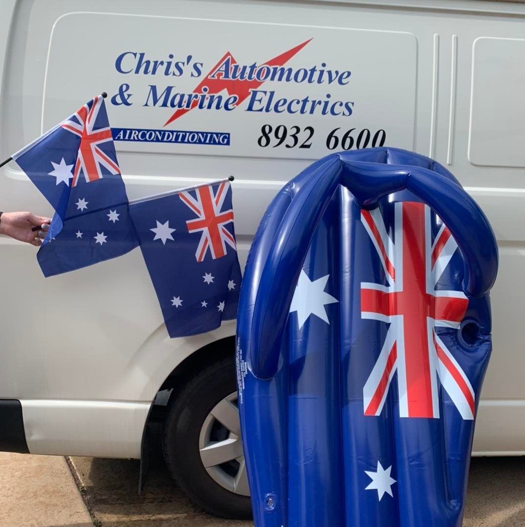 Chris 's Automotive And Marine Electrics Van With British Flag — Chris's Automotive & Marine Electrics In Marlow Lagoon, NT