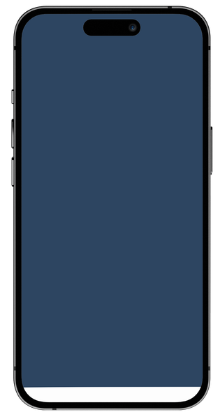 Front view of a smartphone with a dark blue screen and black bezel on a white background