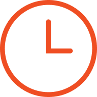 Um ícone de relógio laranja com a letra l no meio do círculo.