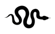 Black snake silhouette in a wavy S-shape on a white background