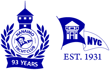 A logo for the nanaimo yacht club is shown