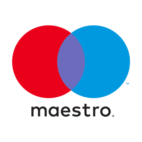 Mastercard Maestro logo: overlapping red and blue circles with 
