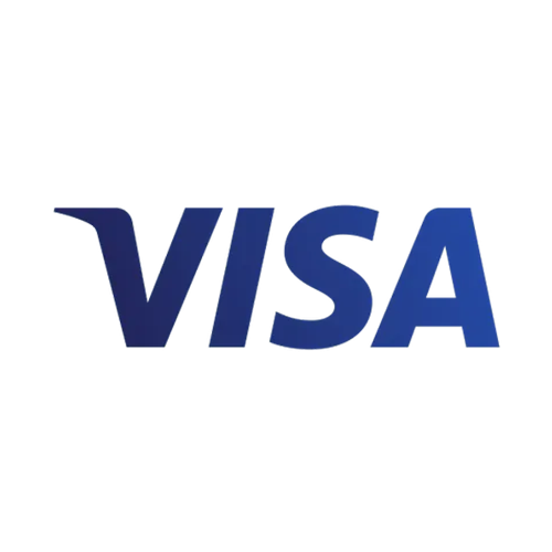 Visa logo in blue text.