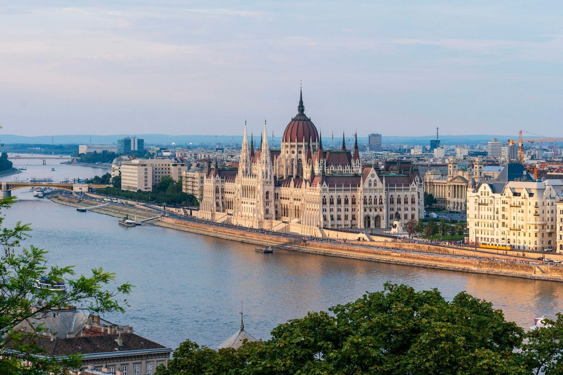 Hungarian Parliament Building along the Danube River in Budapest.