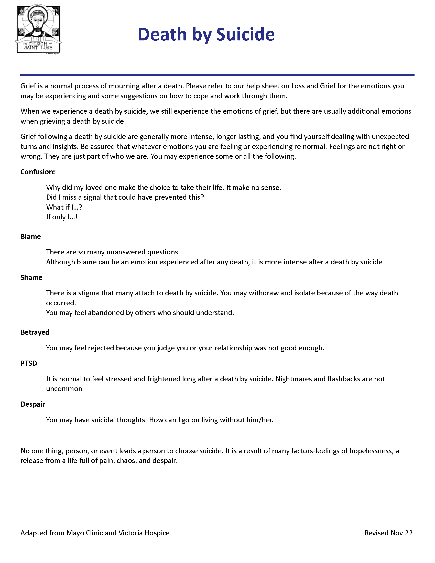 Death by Suicide, page 1 of 3
