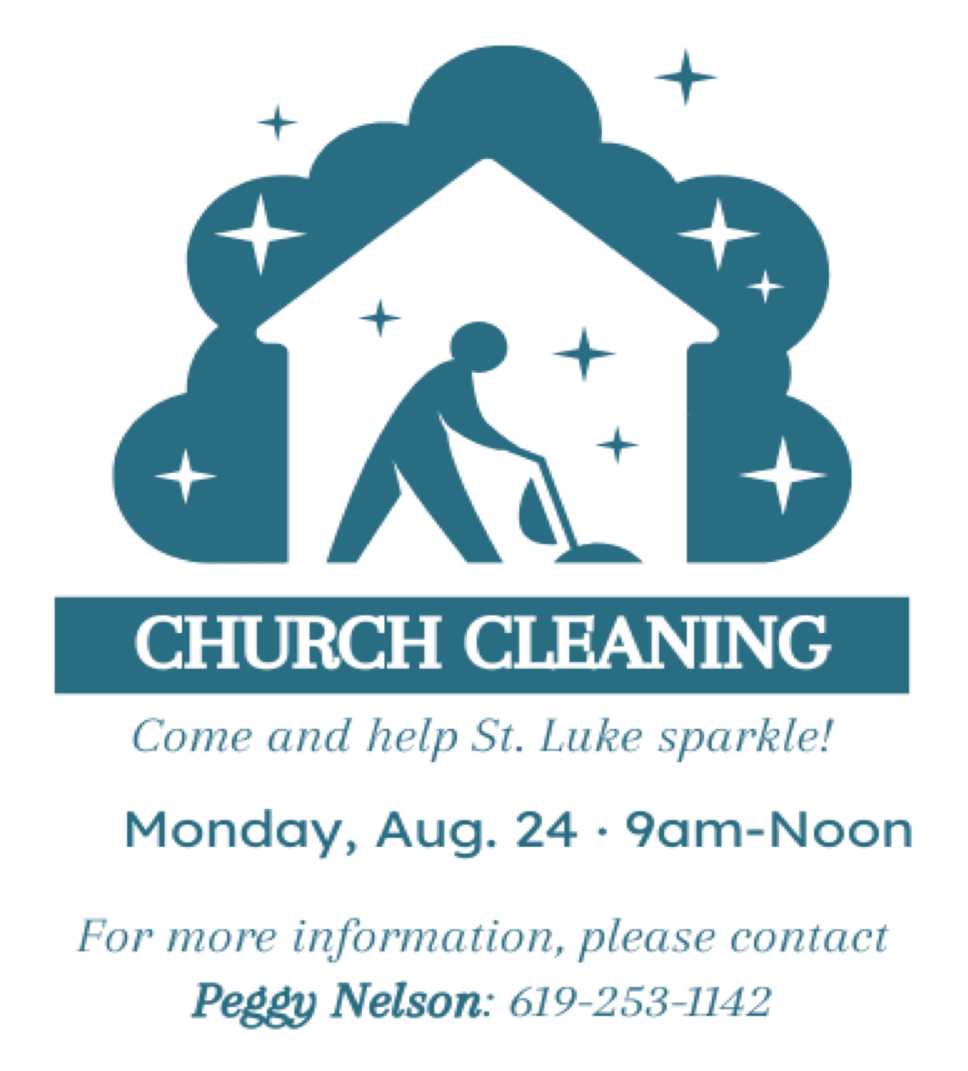 Church Cleaning 8-24, 9am-noon