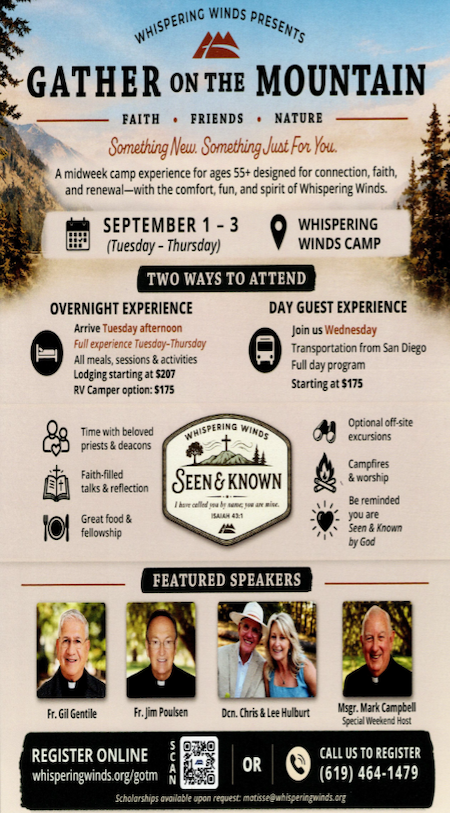 Whispering Winds Presenting Gather on the Mountain Retreat, September 1-3.
