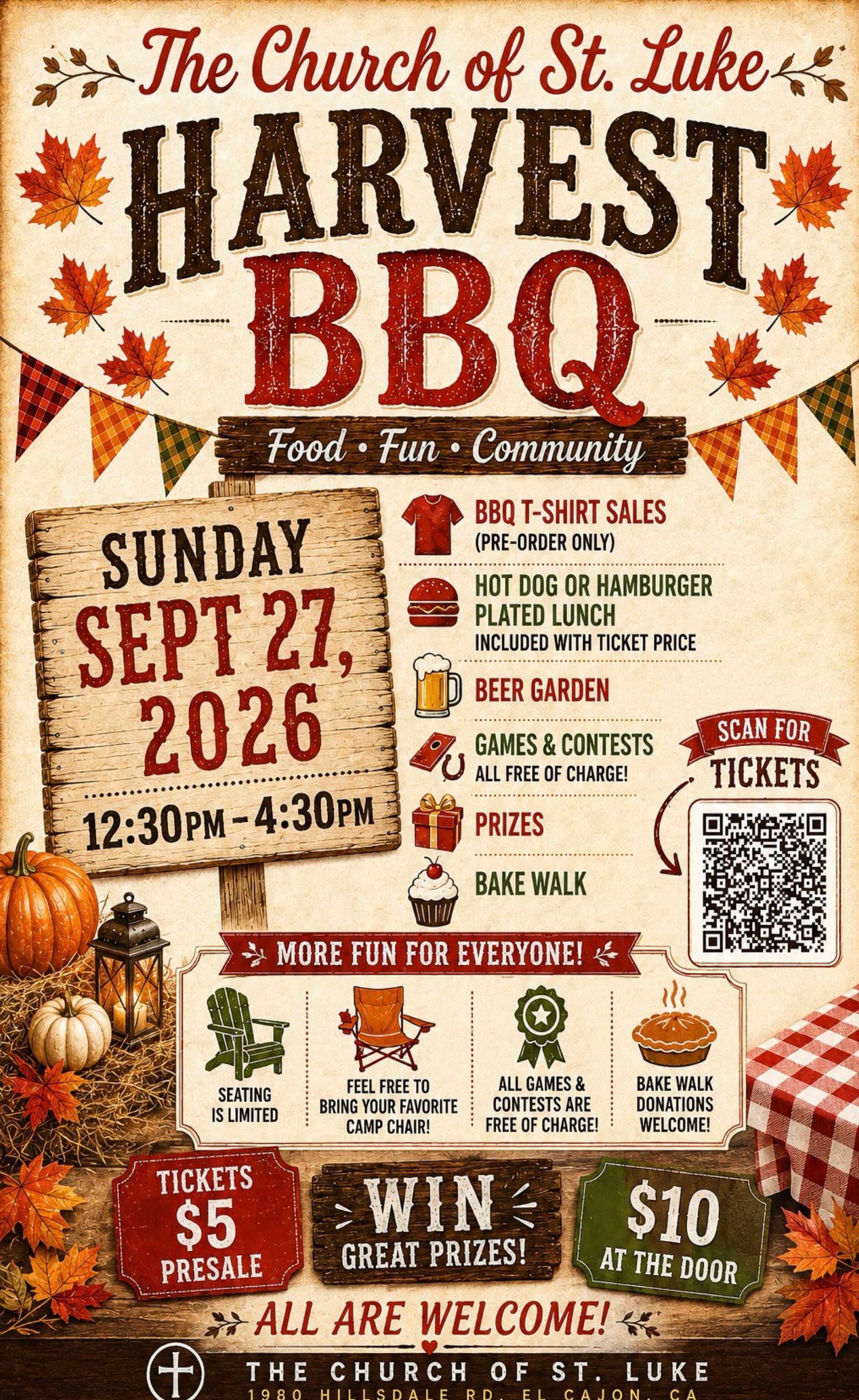 Harvest BBQ- Save the Date, 9/27, 12:30p