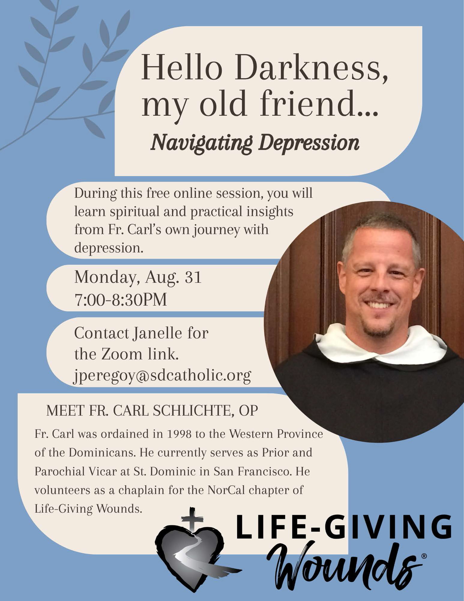 Hello Darkness, Navigating Depression, Online Event, August 31
