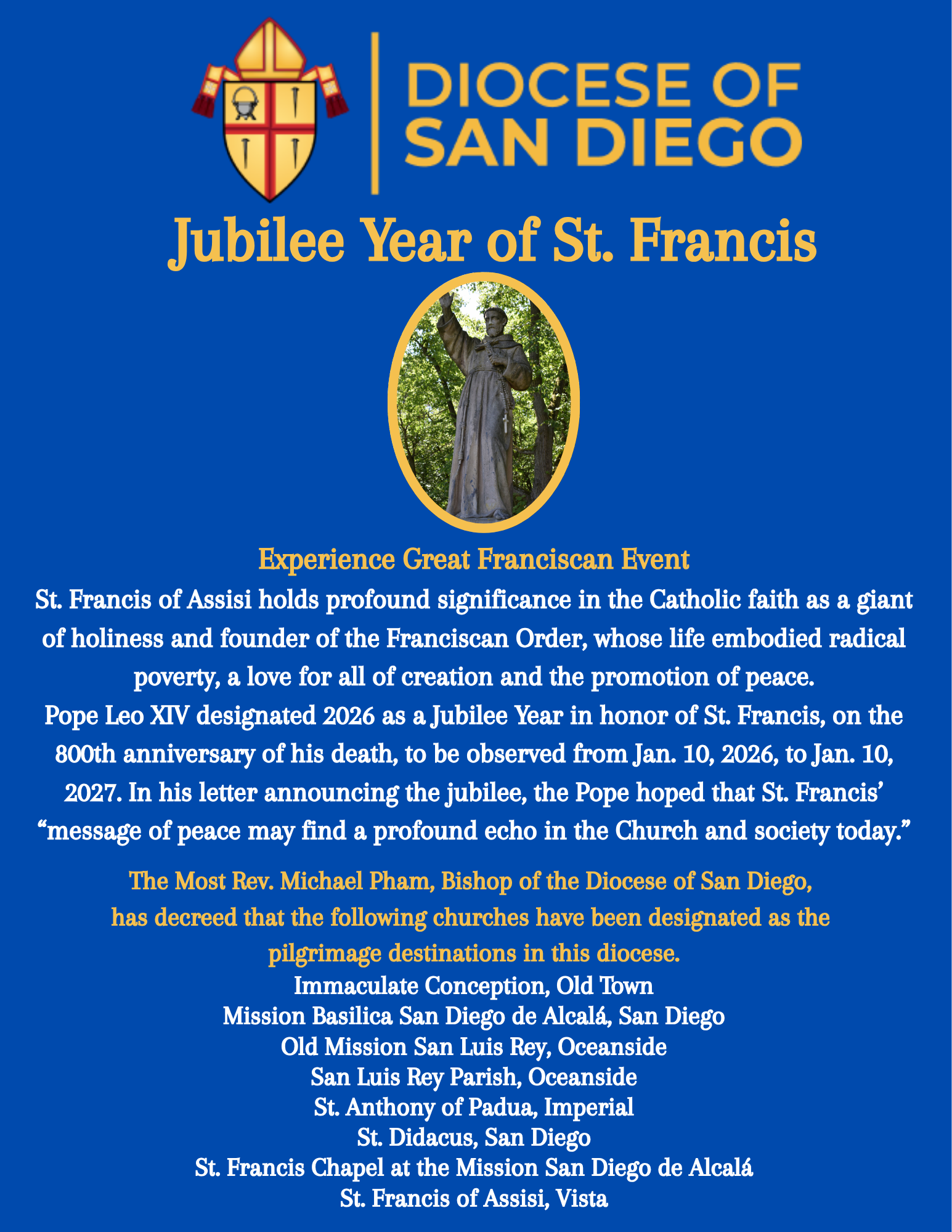 Click image to go to the web site. Jubilee Year of St. Francis