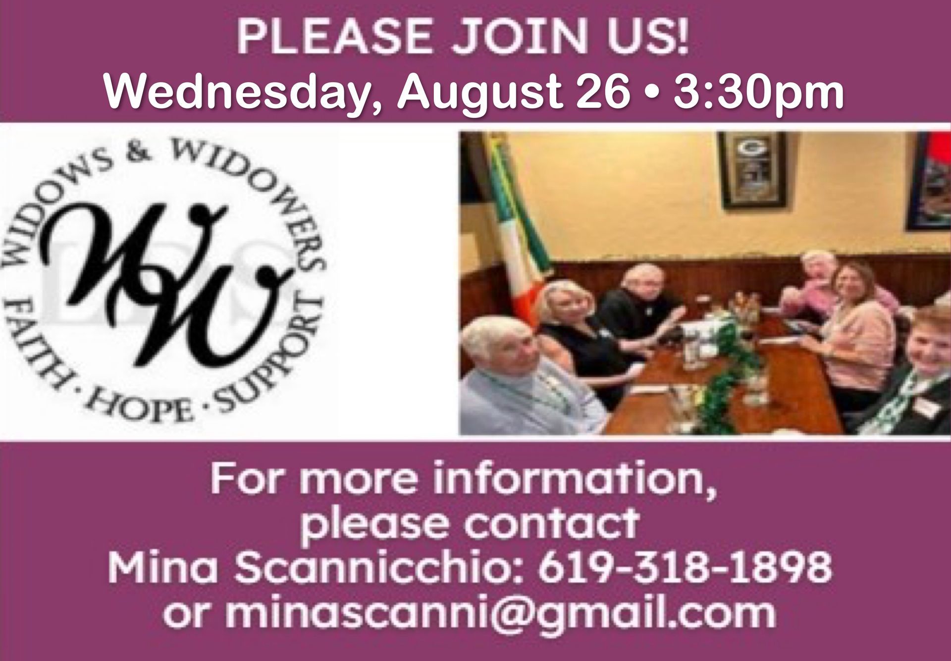 Widows & Widowers' Mtg 8-26-26