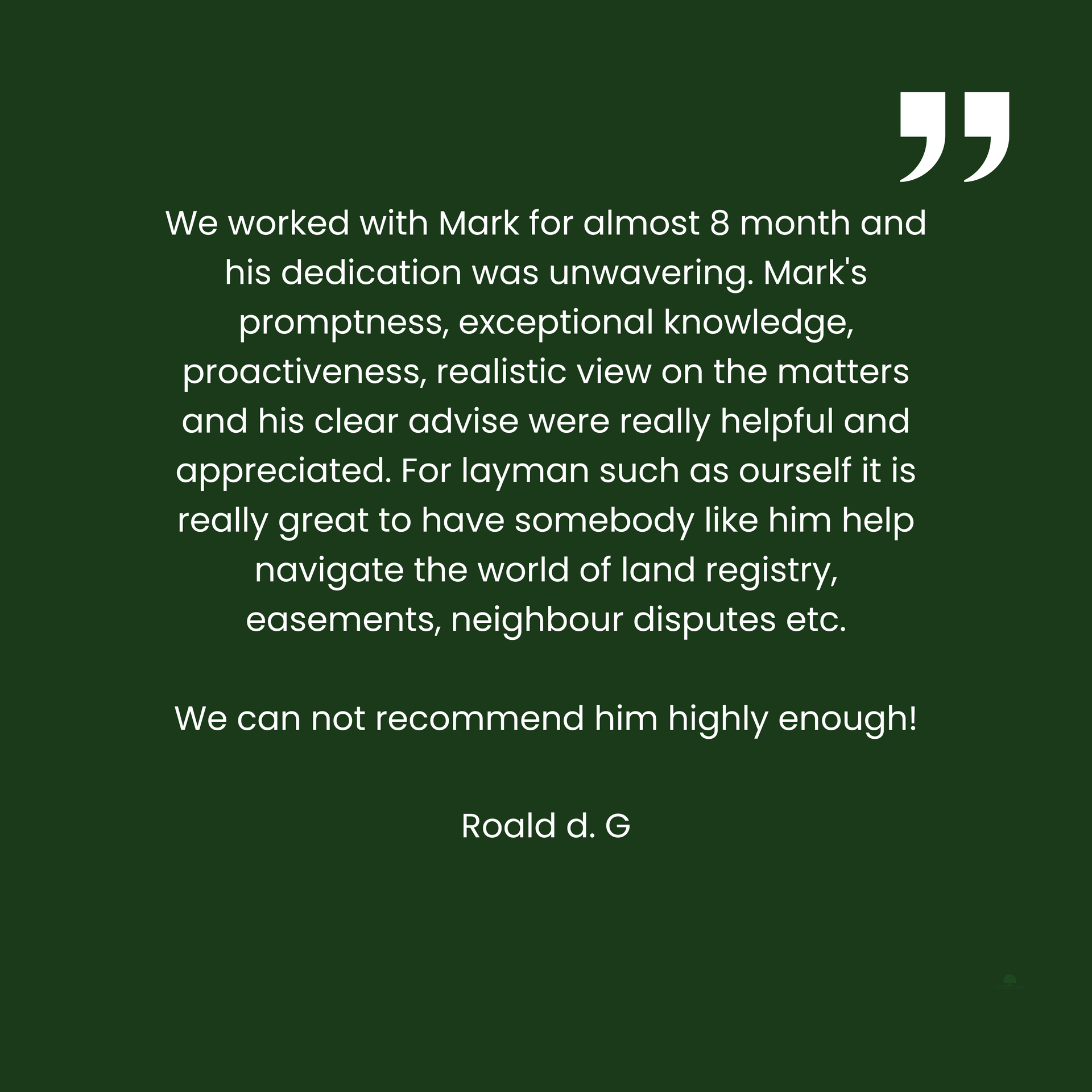 We worked with mark for almost 8 month and his dedication was unwavering