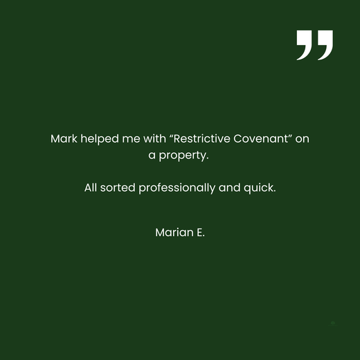Mark helped me with restrictive covenant on a property . all sorted professionally and quick.