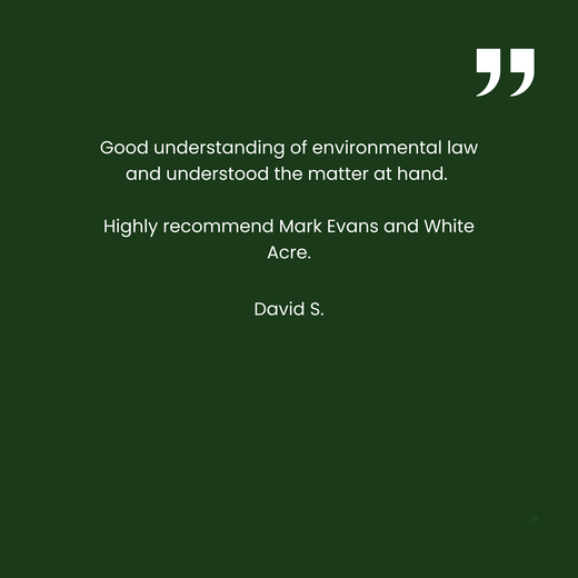 A green background with a quote from mark evans and white acre