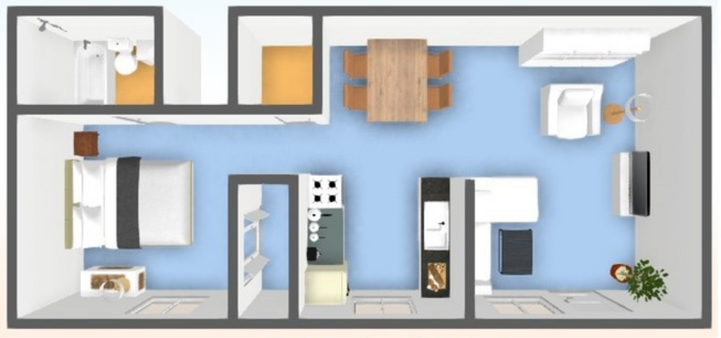Floor Plan: Studio · 1 Bath · 480 SQ. FT.