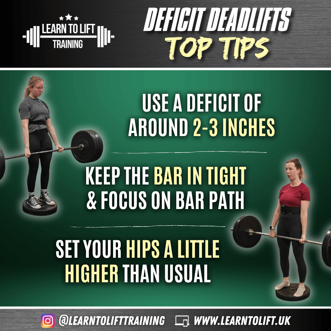 Deficit Deadlift Top Tips from a Glasgow Personal Trainer Infographic
