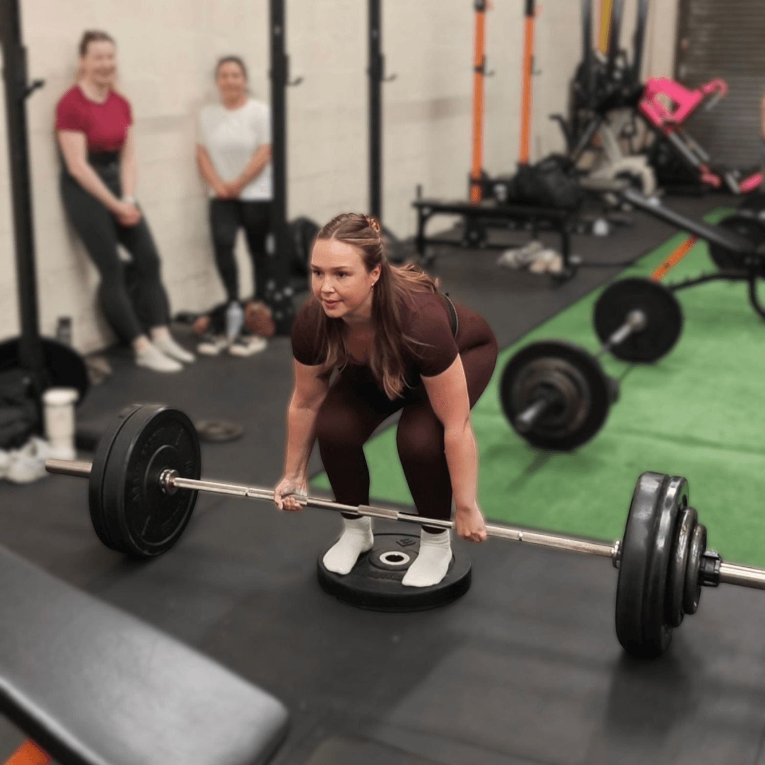 Bootcamp Glasgow member front squatting at Learn to Lift Bootcamp