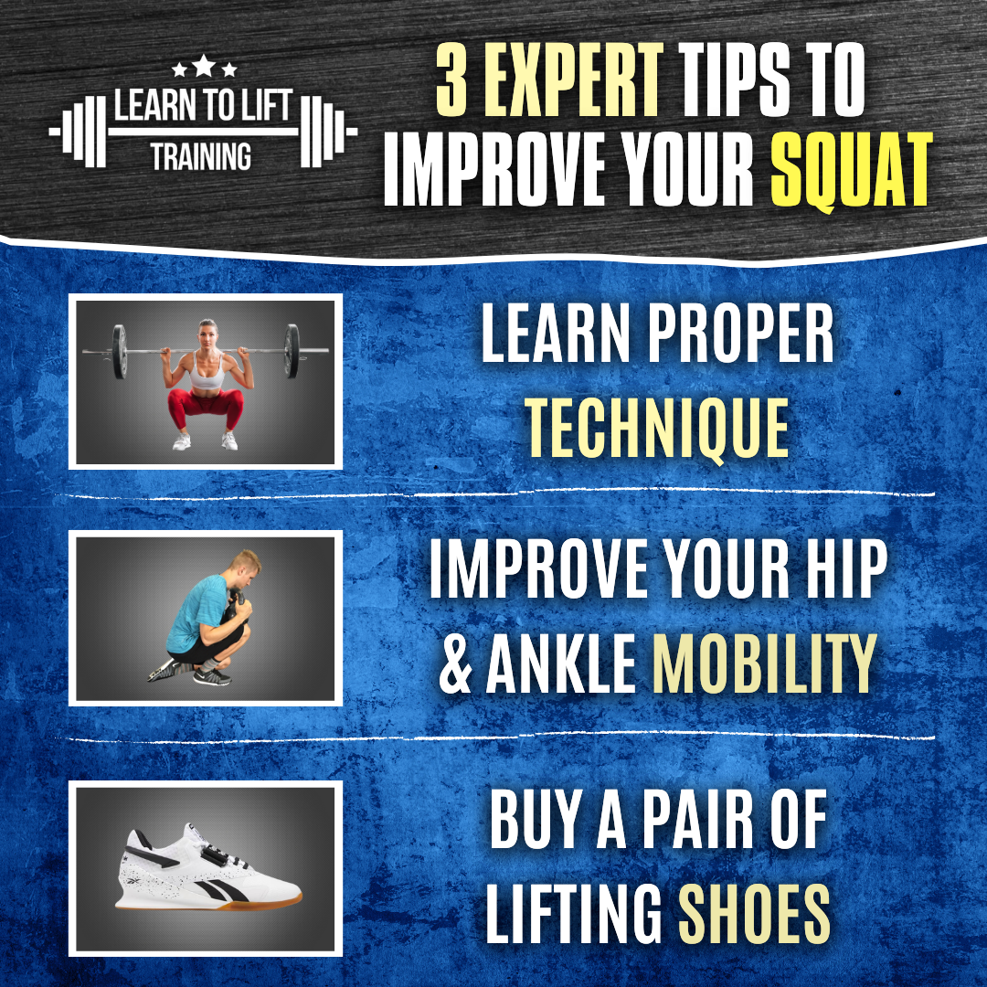 Improve Your Squat - 3 Expert Tips from a Glasgow Personal Trainer Infographic