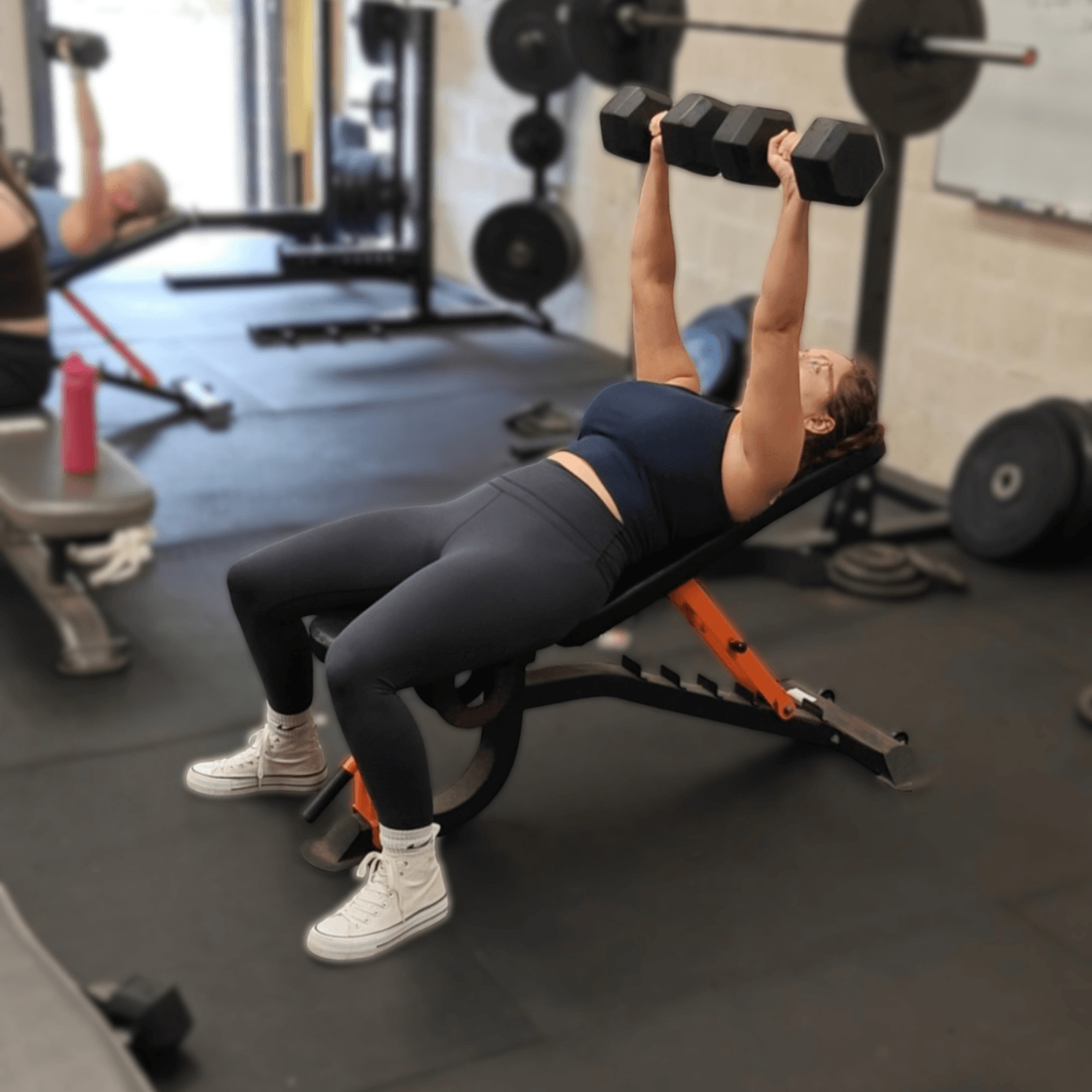 Woman Doing Incline DB Bench Press at Learn To Lift Bootcamp Glasgow