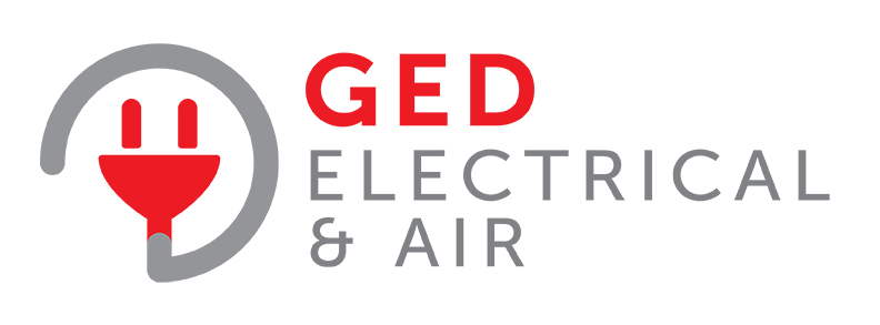 GED Electrical & Air logo with red and gray plug icon and company name