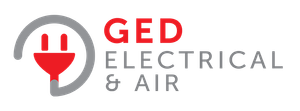 GED Electrical & Air logo with red and gray plug icon and company name