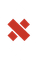 Une croix rouge avec deux carrés sur fond blanc.