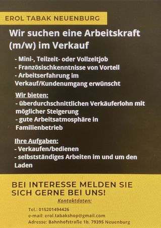 Une publicité pour Erol Tabak Neuenburg en allemand