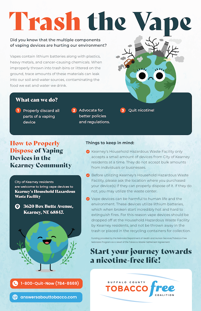 A poster explaining how to properly dispose of vaping devices in the scarcity community.