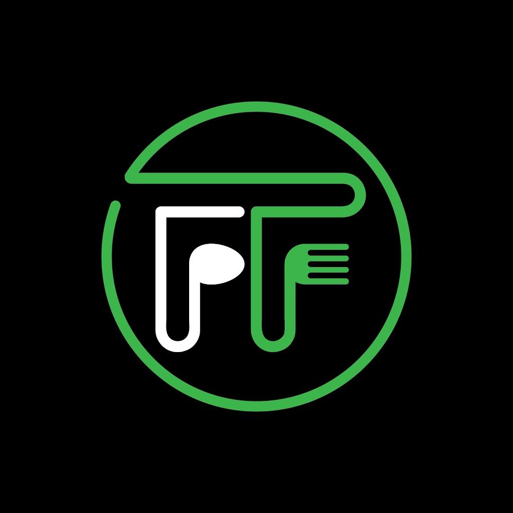 The letter f is in a green circle with a fork and spoon.