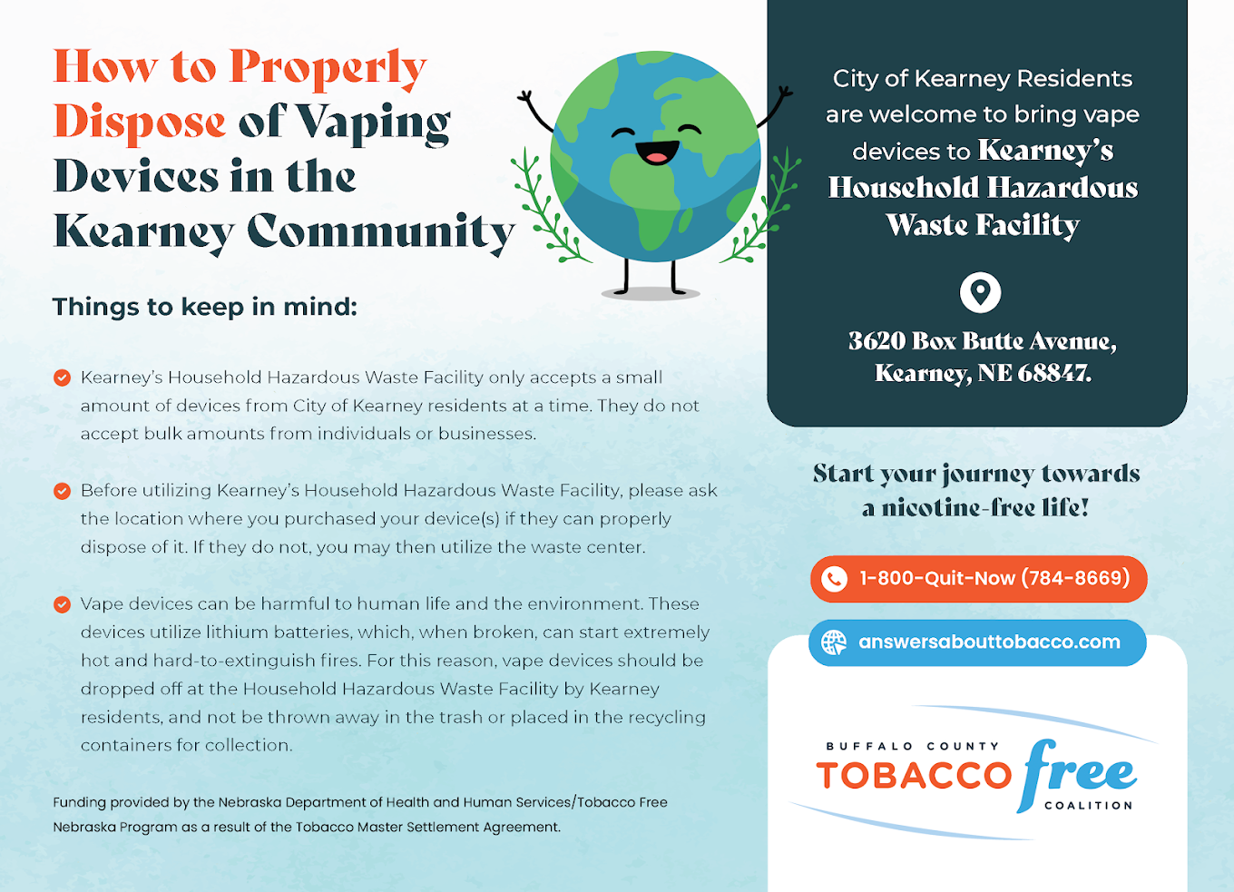 A poster about how to properly dispose of vaping devices in the kearney community