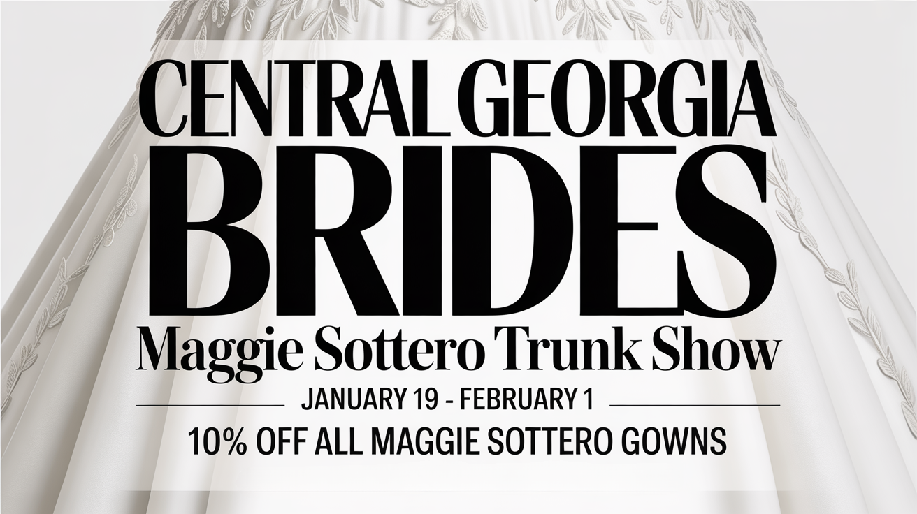 Central Georgia Brides magazine ad for the Maggie Sottero Trunk Show, Jan 19–Feb 1, 10% off gowns