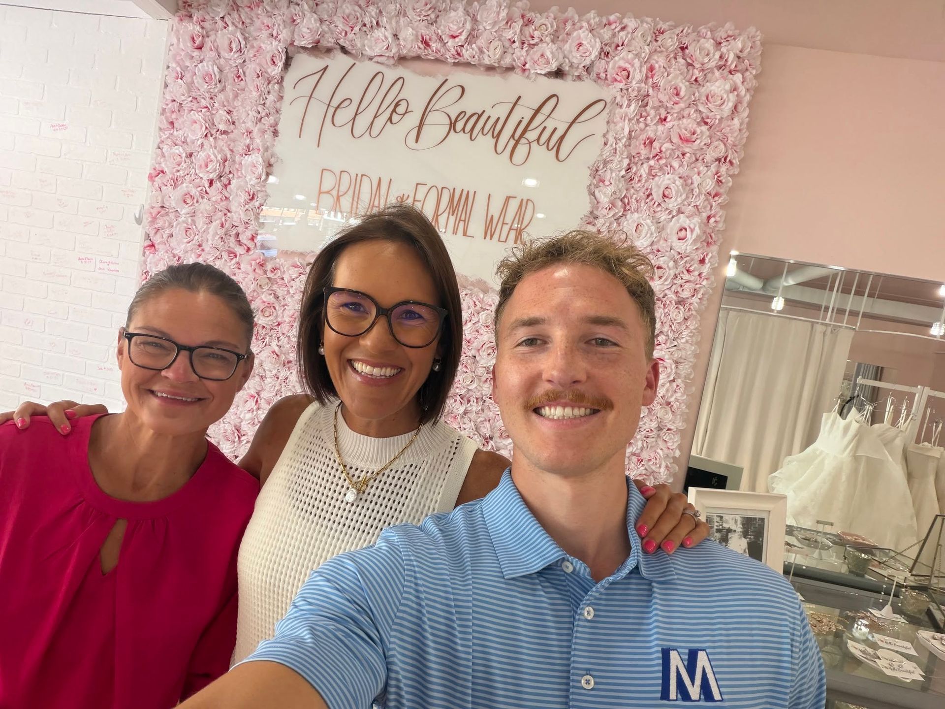 Nathan Murray of Murray Marketing Services with Megan Goeke and Jenna Lukasiewicz, owners of Hello Beautiful Bridal in Kearney Nebraska