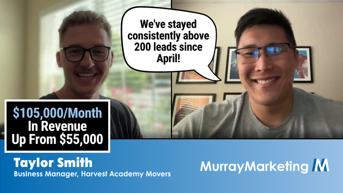 photo of taylor smith at harvest movers talking about working with Murray marketing services