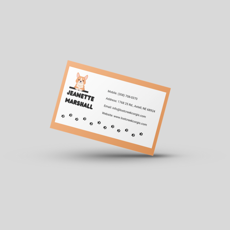 lost creek corgis business card design