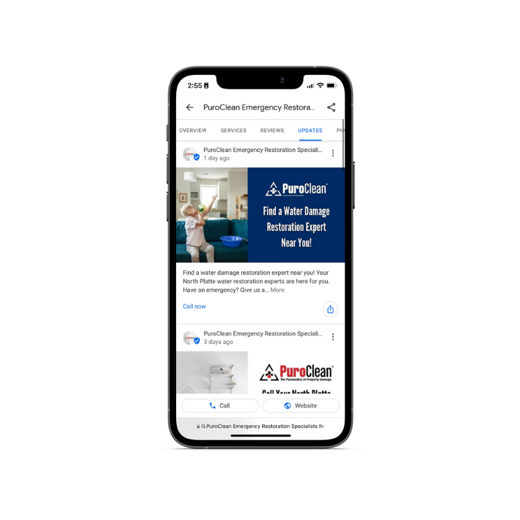 A cell phone with a facebook ad on the screen.