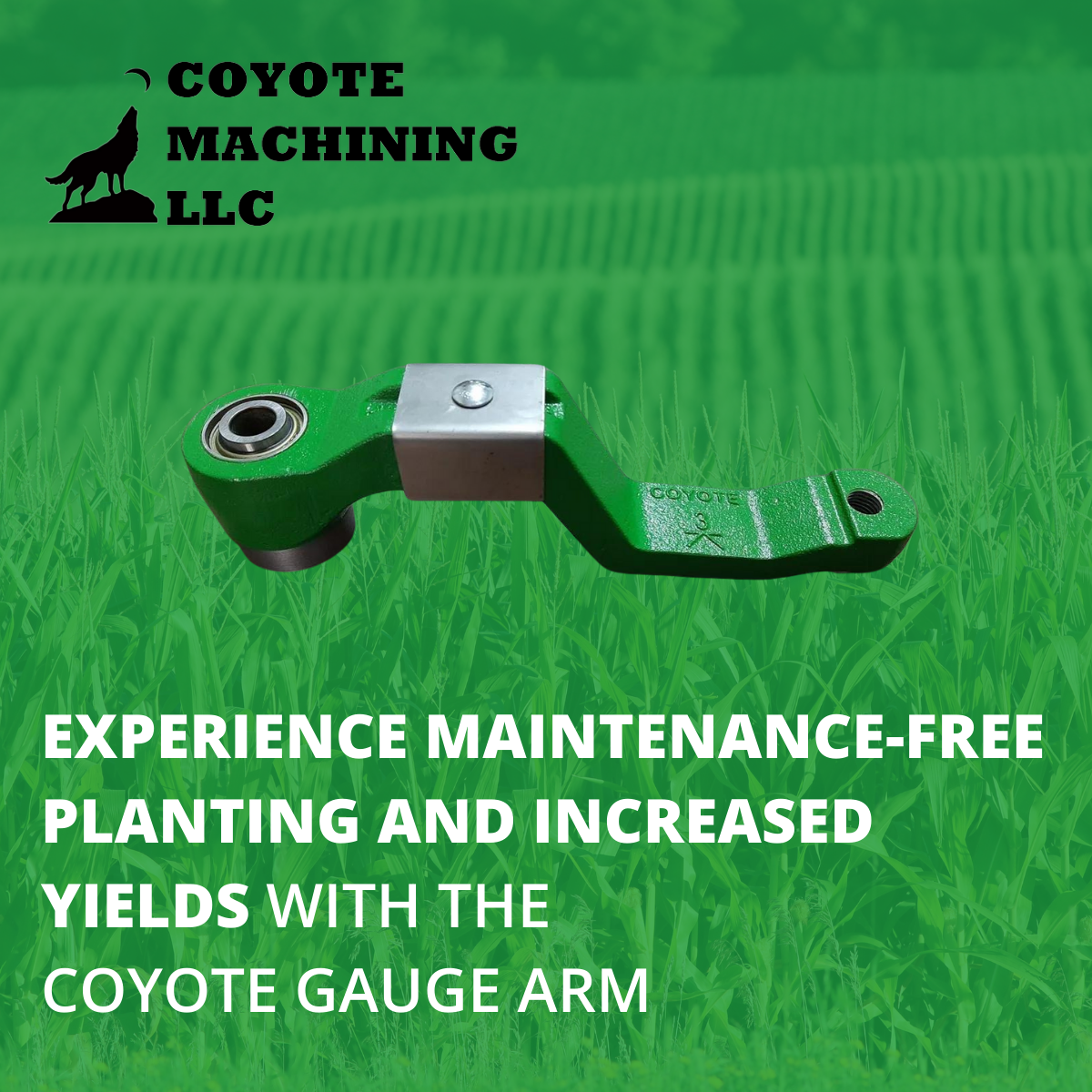 An advertisement for coyote machining llc shows a green gauge arm