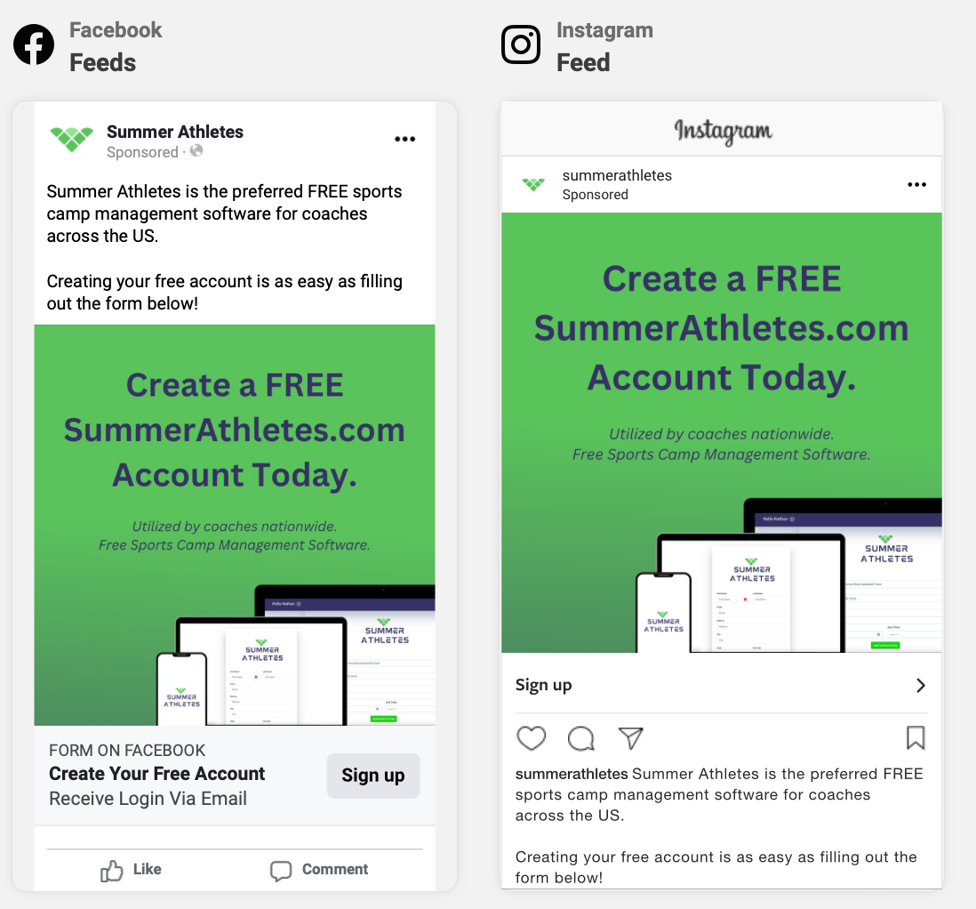 summer athletes Facebook ad  with copy 3