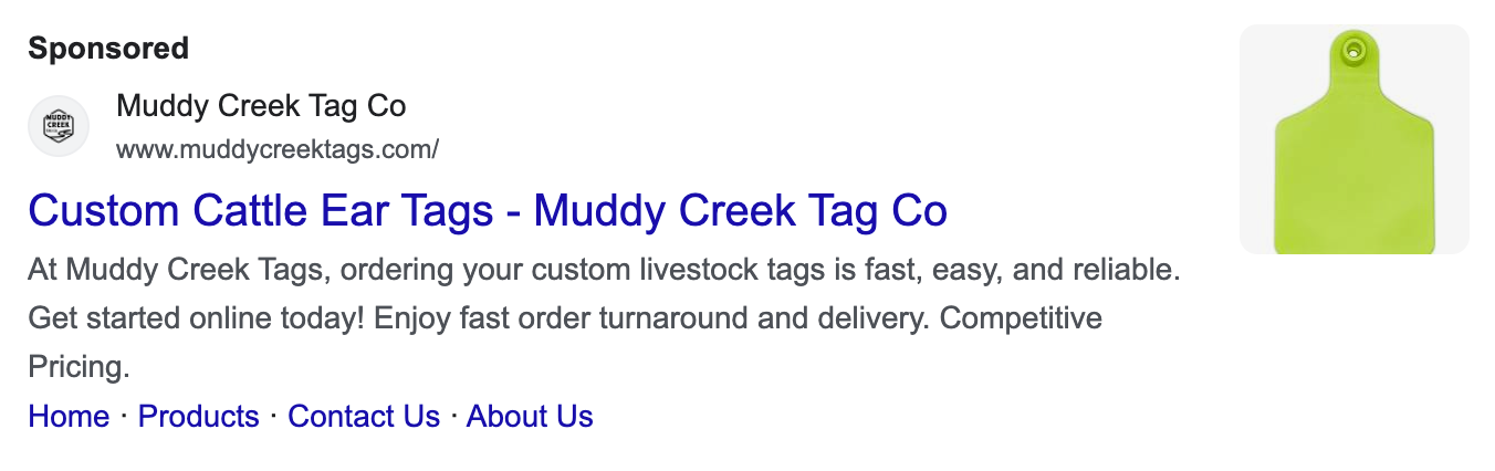 A google search for custom cattle ear tags