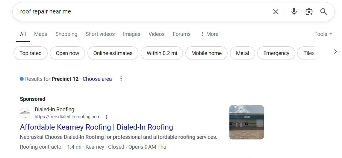 sample google search ads for roofing company