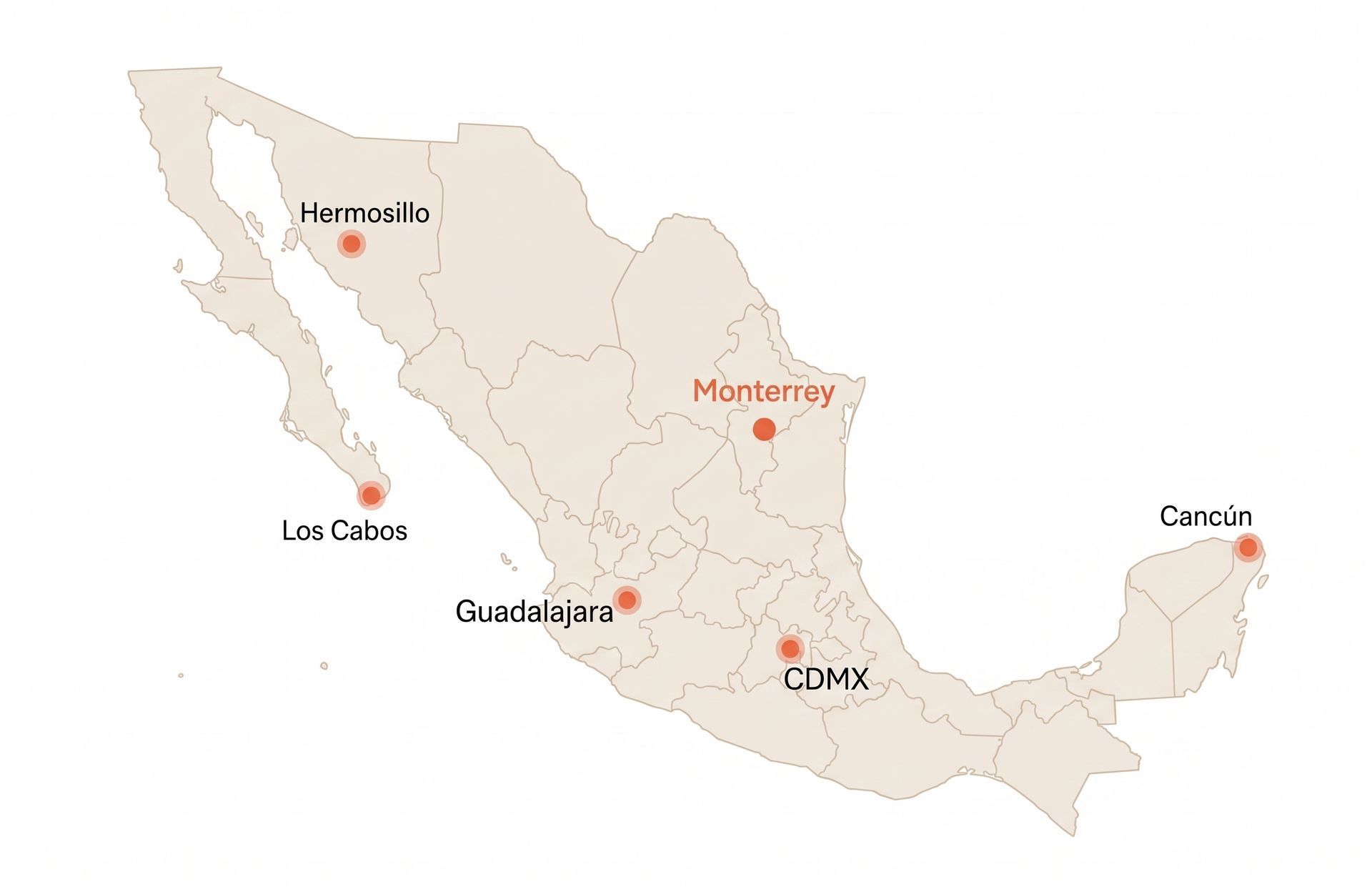 Mapa de cobertura de Perco en México