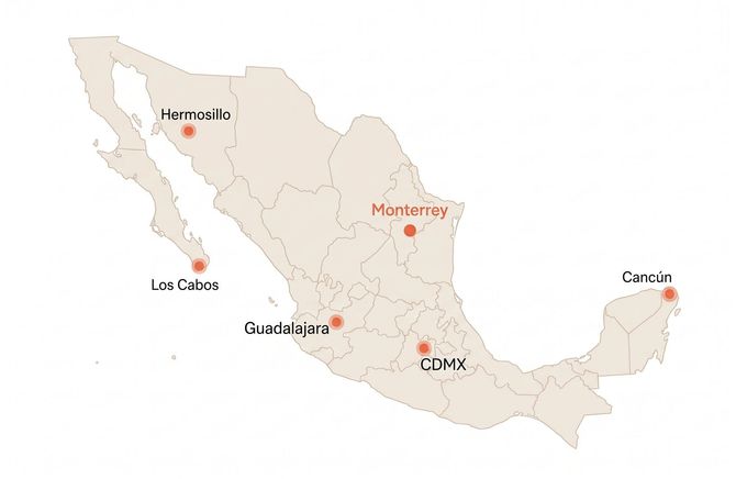 Mapa de cobertura de Perco en México
