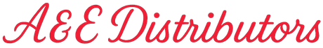 Red script logo reading &ldquo;A&E Distributors&rdquo;