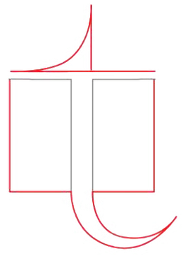 A stylized red 