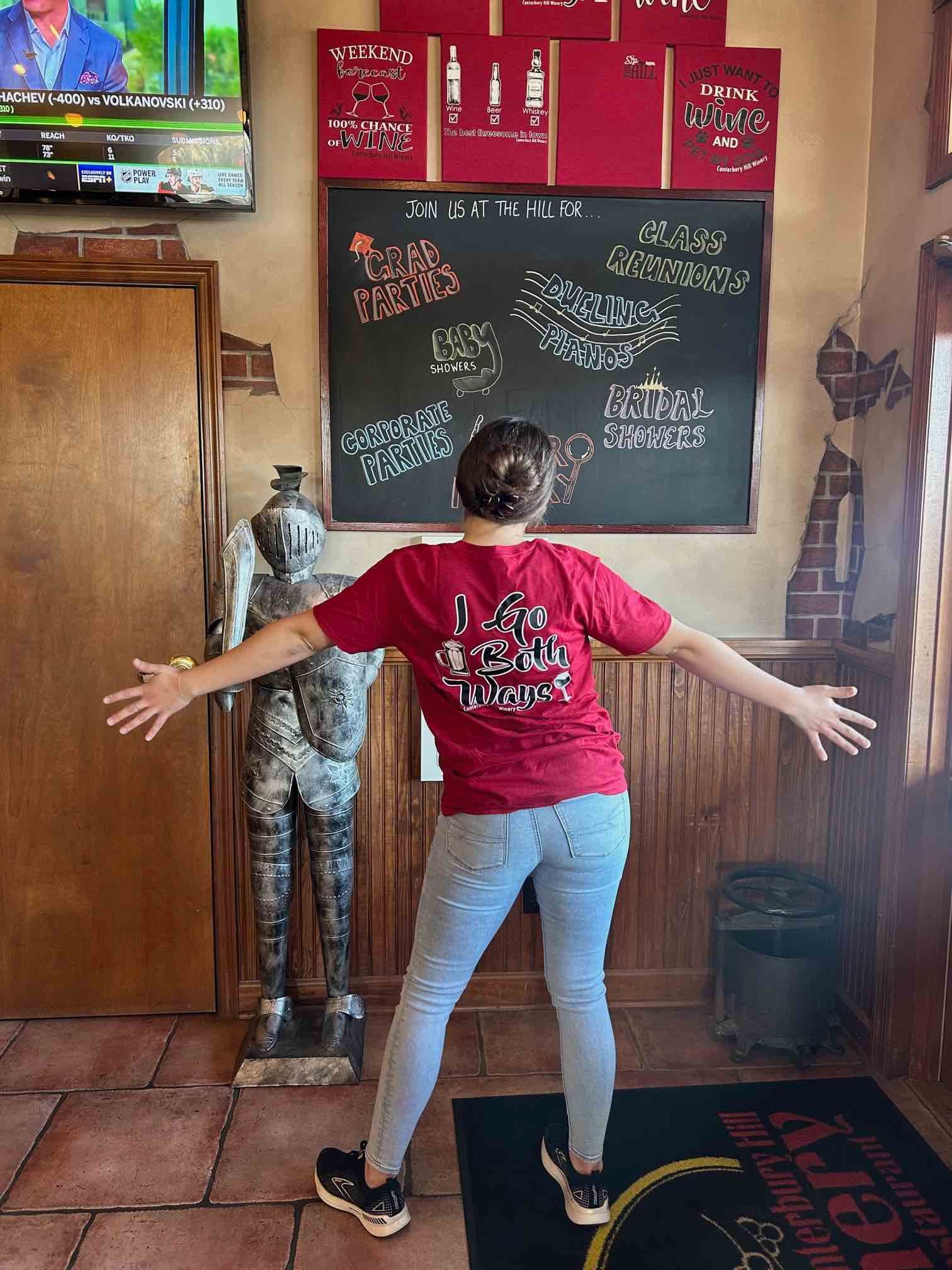 Purchase a Hill Shirt to Receive Half of a Bottle of Canterbury Hill Wine. Visit Us in Holts Summit.