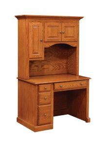 Traditional 43” Single Pedestal Desk With Hutch Top