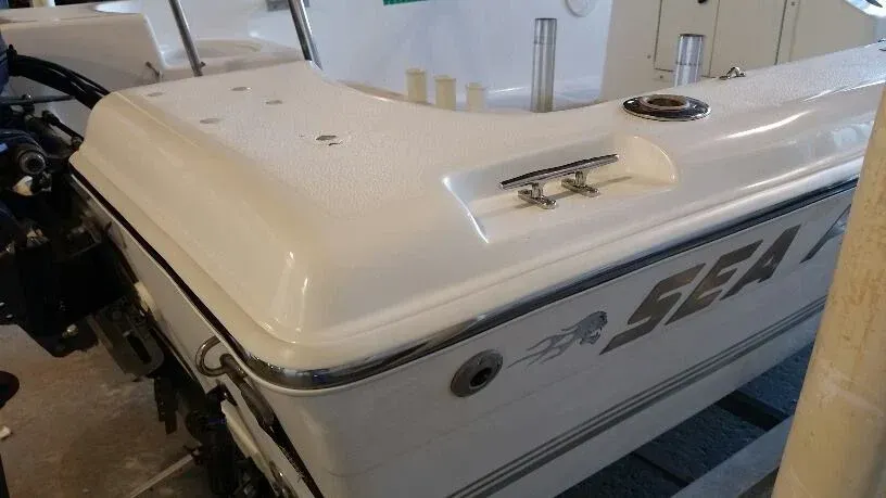 White boat.